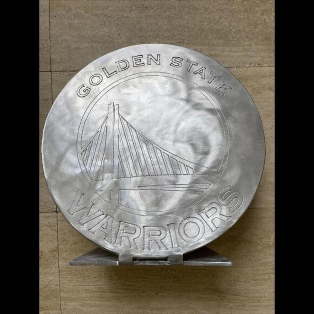 Golden State warriors - NBA Carved aluminum Logo Plaque W Stand 17”